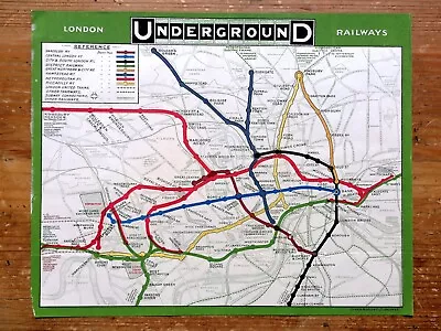 Original 1908 London Underground Railways Map - Earliest Tube Map Design • £299