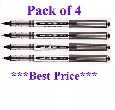 4 X Uni Ball Eye MICRO UB-150 Rollerball Pen BLACK Colour – Cheapest On Ebay • £5.10