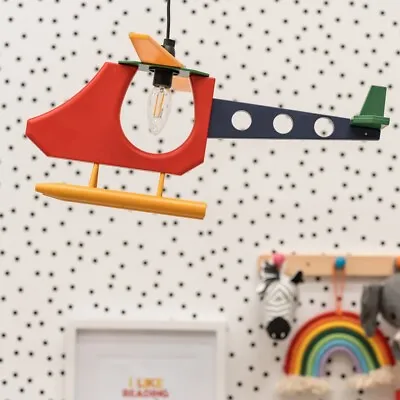 Children's Ceiling Light Shade Helicopter Pendant Bedroom Playroom Lampshade • £15.19