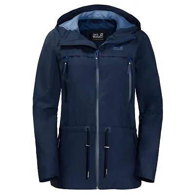 Jack Wolfskin Womens Fairview Jacket Hooded Coat Navy 1110291 1910 • £59.99