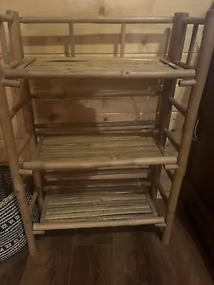 Vintage Bamboo Folding Shelf 4 Tier Very Good Condition / 65” X 38” 14” • $100