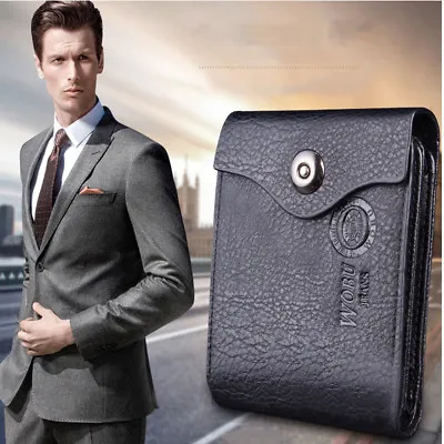 Men's Leather Bifold ID Card Holder Pocket Purse Coin Wallet Clutch Billfold • $10.99