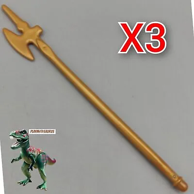 X3 Playmobil Golden Medieval Weapon Pike Soldier Royal Guard Spear Elves Halberd • $4.43