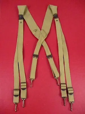 WWII Era US Army M1936 Canvas Combat Suspenders - Khaki Color - Reproduction • $26.99