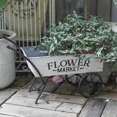 Metal Wheelbarrow Planter Flower Pots Holder Flower Display Plant Stand Garden • £39.99