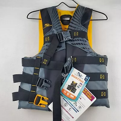 Stearns Infinity Series Antimicrobial Life Jacket Unisex S/M Gray & Yellow Strap • $19.99