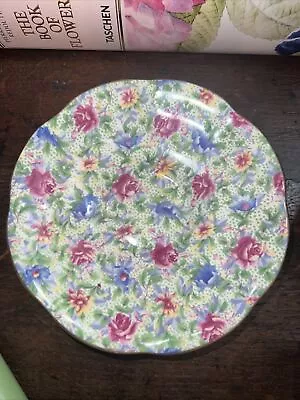 Vintage Chintz Bone China Plate Flowers Pink Cottage Rosina England Saucer 5” • $7.99