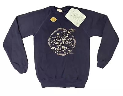 Vintage NEW W/Tags 1987 Blue Glow-In-The-Dark Winter Star Chart Sweatshirt - M • $54