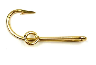 Tie Clip Fishing Hook Gold Tone Tie Bar Fishing Novelty Vintage Formal Wear Gift • $14.50