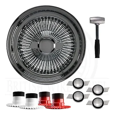 15x7 Std 100 Spoke Straight Lace Lowrider Wire Wheels Chevy KO Caps Set Of 4 • $1039.20