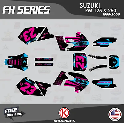 Graphics Kit For SUZUKI RM125 RM250 1999 2000 99 00 FH-Cyan-Magenta • $87.99