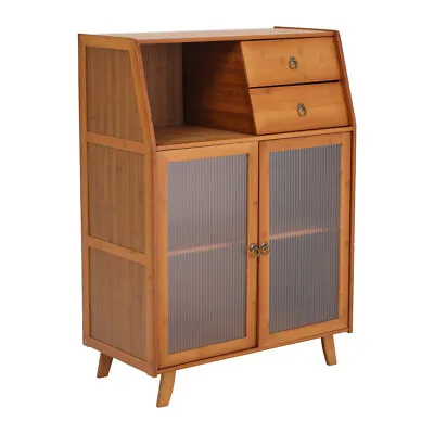 Sideboard Kitchen Storage Buffet Cabinet Bamboo Wood Organizer Cupboard Stand • £79.95