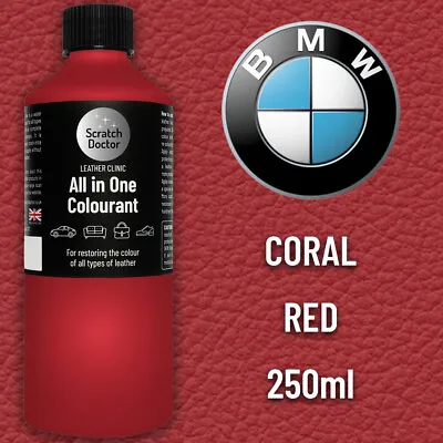Leather Paint For BMW Car Seat CORAL RED. All In One 250ml Dye For Repairing. • £16.95