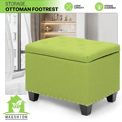 24  Green Lift Top Tufted Storage Poufs Ottoman Bench Upholstered Footrest Stool • $76.99