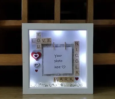 £35 • Buy Love You Personalised Frame Girlfriend Boyfriend SCRABBLE BOX Gift Engagement