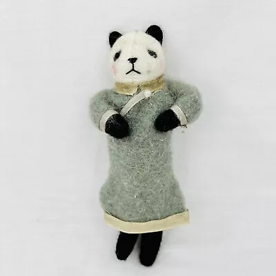 Midwest Of Cannon Falls Heart Felts PANDA Grey Dress 5  Felt Ornament • $34.99