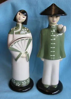 Vintage Hedi Schoop Chinese Asian Man & Woman Couple Figurines Has Paper Labels • $39