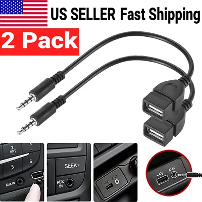 $7.99 • Buy 2Pack 3.5mm Male Audio AUX Jack To USB 2.0 Type A Female OTG Converter Adapter