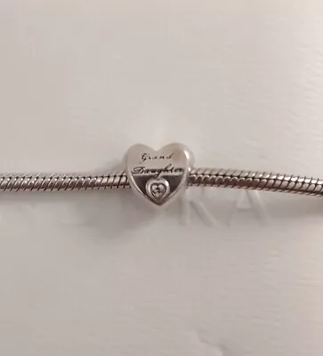 PANDORA Granddaughter Heart Shape Sterling Silver Charm • £10.50