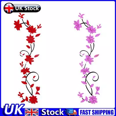 3D Rose Flower Rattan Wall Stickers Romantic Floral Wall Decor For Girls Bedroom • £6.19