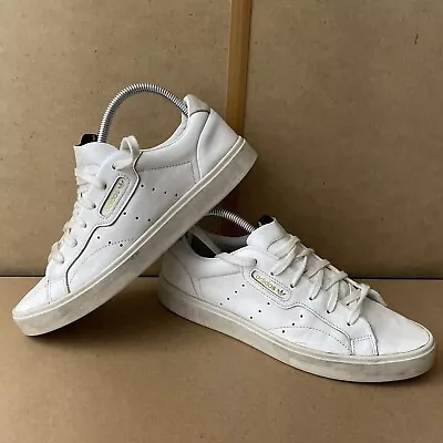 Adidas Sleek White Lace Up Shoes Size Women US 9 Sneakers Activewear • $37