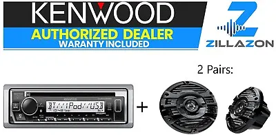 Kenwood KMR-D382BT 1-Din Marine CD/USB Receiver+ KFC-1653MRB Boat Speakers Qty 4 • $239