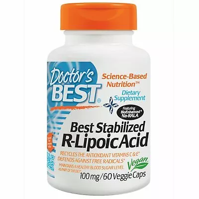 Doctor's Best Stabilized R-Lipoic Acid With BioEnhanced Na-RALA100 Mg 60 Caps • £27.99