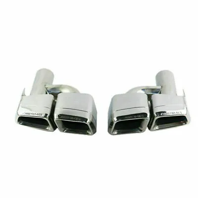 Double Slant Tailpipe H-type Tails Exhaust Tips FIT MERCEDES BENZ E63 AMG Tips • $354.19