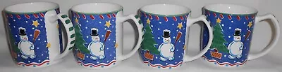 Set (4) MIKASA Fashion Plaza CHRISTMAS GLOW PATTERN 12 Oz Handled Mugs • $39.99