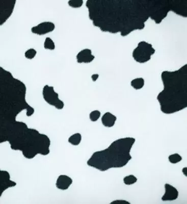 Printed Polar Fleece Fabric Material - COW PRINT • £1.99