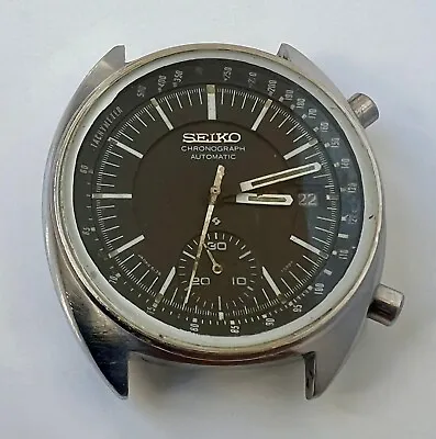 Seiko 6139-7030 Chronograph Automatic Watch BABY JUMBO Vintage Black Dial 17J • $180