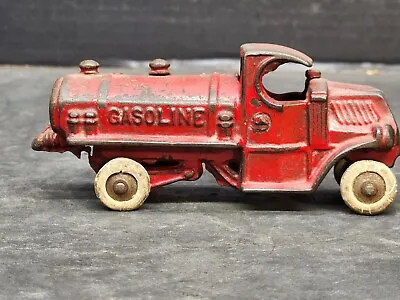 AC Williams Mack C Cab Gasoline Tanker Fuel Truck 5  Red Cast Iron Circa 1930s • $34.99