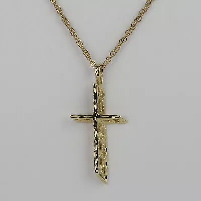 14k Yellow Gold Men's 3D Cross Pendant Necklace 19  • $289