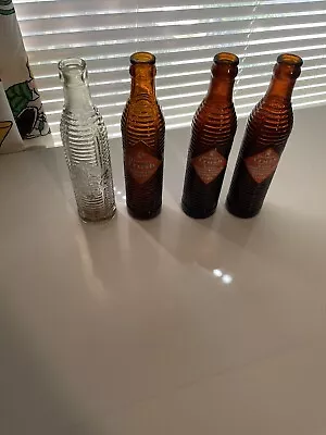 4-Vintage Orange Crush Amber Brown Clear Soda Bottles  Hancock ￼ Michigan • $29.99