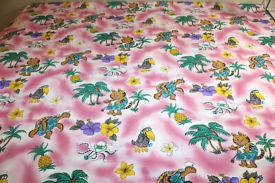 Octopus Turtle Crow Print Fabric. 33x60. Blend(?) Palm Trees Pineapples. B923 • $7.50