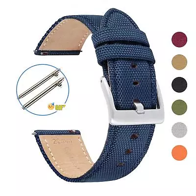 Two-piece Watch Strap Band Nylon Canvas Sailcloth Quick Release Switch 20mm22mm • $10.99