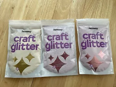 Hemway Craft Glitter  3 Packs 100g Each 1 Fine 1 Chunky Rose Gold 1 Fine Gold • £15