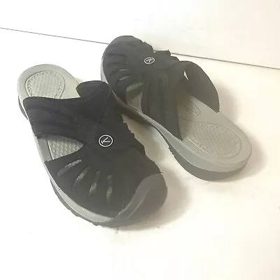 Keen Comfort Casual Black Mule Sandals Women's 8.5 Flats Fabric Slip On Washable • $32.39