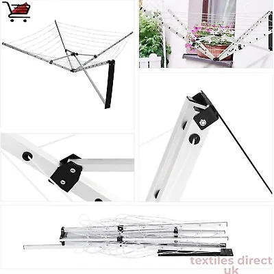 5 Arm 26m Folding Wall Mounted Clothes Airer Dryer Washing Line Outdoor Garden • £37.95