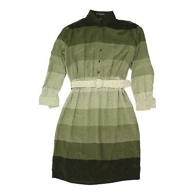 Louis Feraud Womens Green Long Sleeve Shirt Dress | Vintage High End Designer • £100