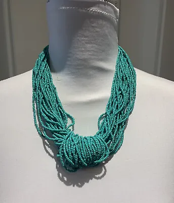 $9.90 • Buy Turquoise Beaded Knot Necklace Fashion Statement 