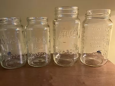 Atlas Mason Jars -- Lot Of 4 -- 12 Ounce 18 Ounce - Clear Glass • $17.50