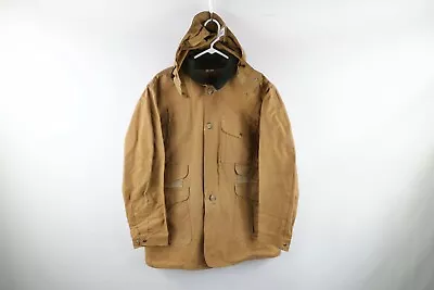 Vtg 90s CC Filson Men XL Waxed Tin Cloth Original Hunting Jacket Hooded USA 66XL • $329.96