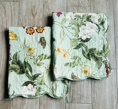 2~Waverly Garden Butterfly Magnolia Floral Pillow Shams~Scalloped Edge • $21