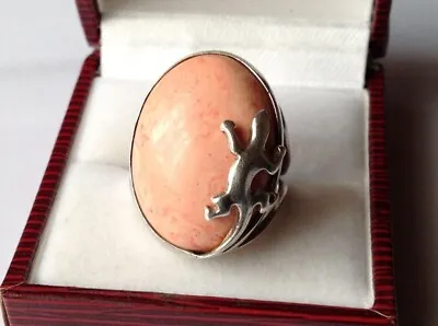 Vintage Russian Sterling Silver 925 Ring Coral  Women's Jewelry Size 7.5 • $95