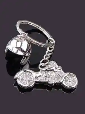 Charm Helmet & Motorcycle Keychain With Keyring Harley-Davidson Bikers Silver  • $12