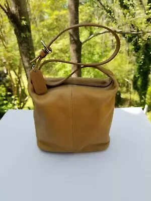 RARE! Vintage COACH Camel Tan Small Bucket Bag 100% Glove-tanned Cowhide • $179