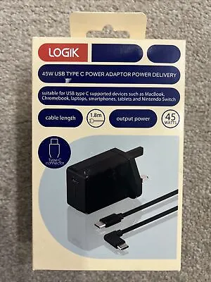 LTC45W18 LOGIK Switch USB Type-C Power Adaptor Charger 1.8 M Cable  MacBook.  • £14.99