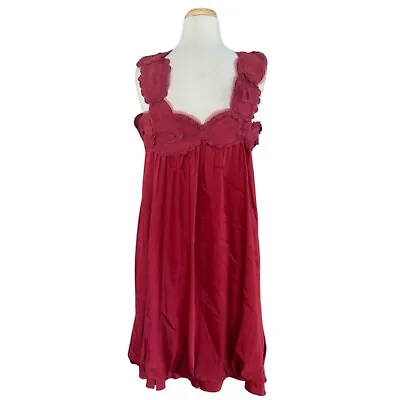 BCBG Women’s Garnet Silk Dress Sz L Flower Applique • $36