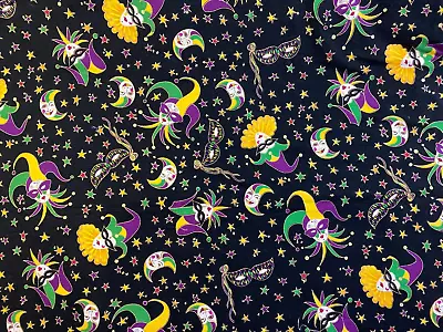 3 Yards MARDI GRAS MASQUERADE Cotton Fabric By Karen Jarrar Marcus For Brothers • $12.99